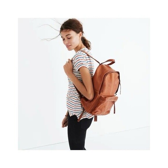 Madewell The Lorimer Italia Leather Backpack Saddle Brown 15” Large Backpack main image 4